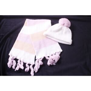 Doll Skarf and Hat, White Pink, Doll Clothing, Doll Accessory, ~ 250604-WH 212